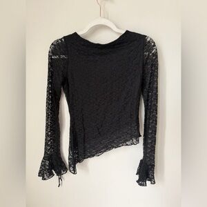 See You Monday Black Lace asymmetrical Y2K Blouse